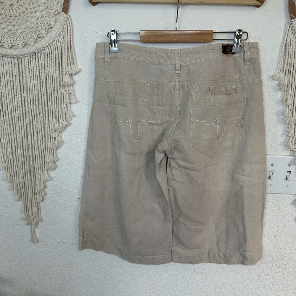 Level 99 Beige Tan Linen Culottes shorts Textured Shorts size 30 - Picture 2 of 5